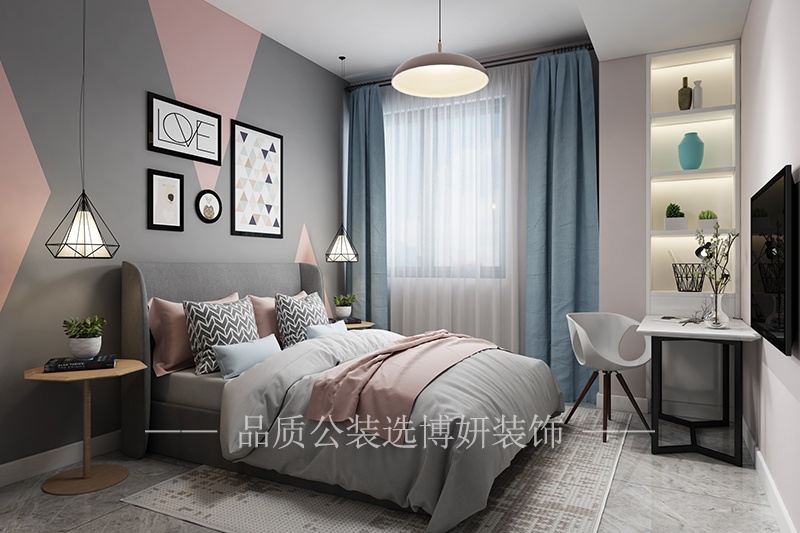 宁波奶油风现代简约公寓卧室装修设计