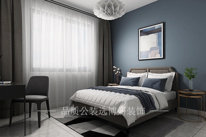 宁波黑白灰现代简约公寓卧室装修设计