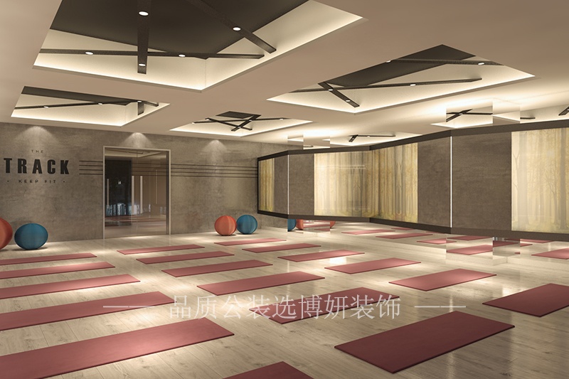 高级健身房装修设计效果图瑜伽训练区