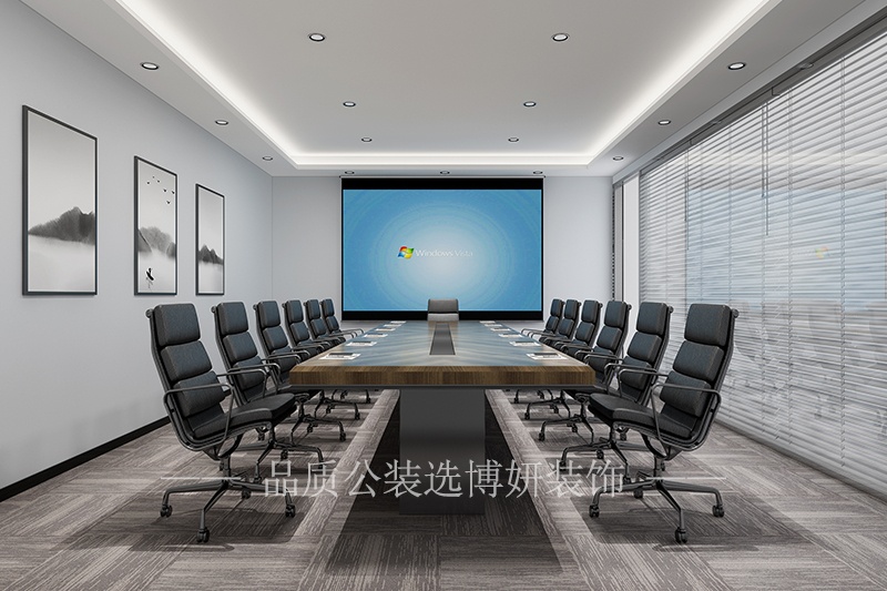 宁波简约时尚办公室装修设计效果图会议室