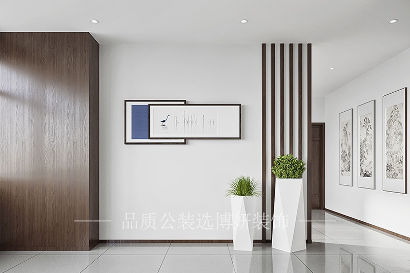博妍电力企业办公室装修设计效果图过道走廊